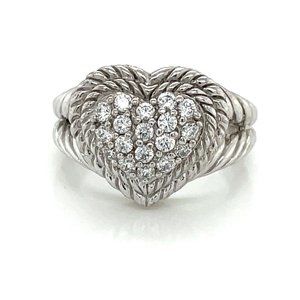 Judith Ripka Puffy Heart CZ Ring Size 8 & 7